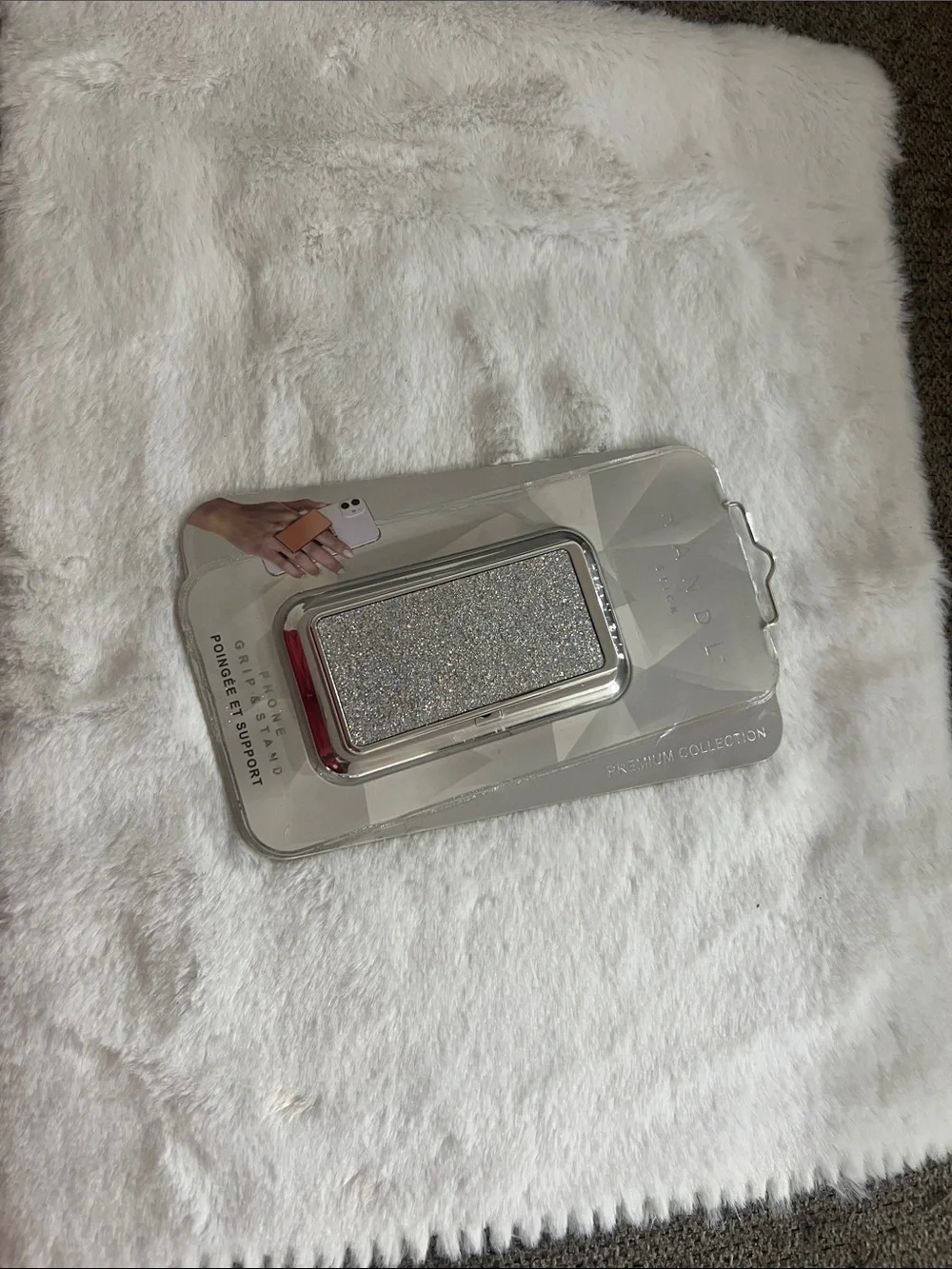 Landau Silver Glitter Phone Grip & Stand